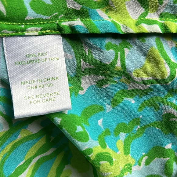 Lilly Pulitzer Silk Finn halter top in Fresh Citrus Green Parrot - Picture 6 of 6